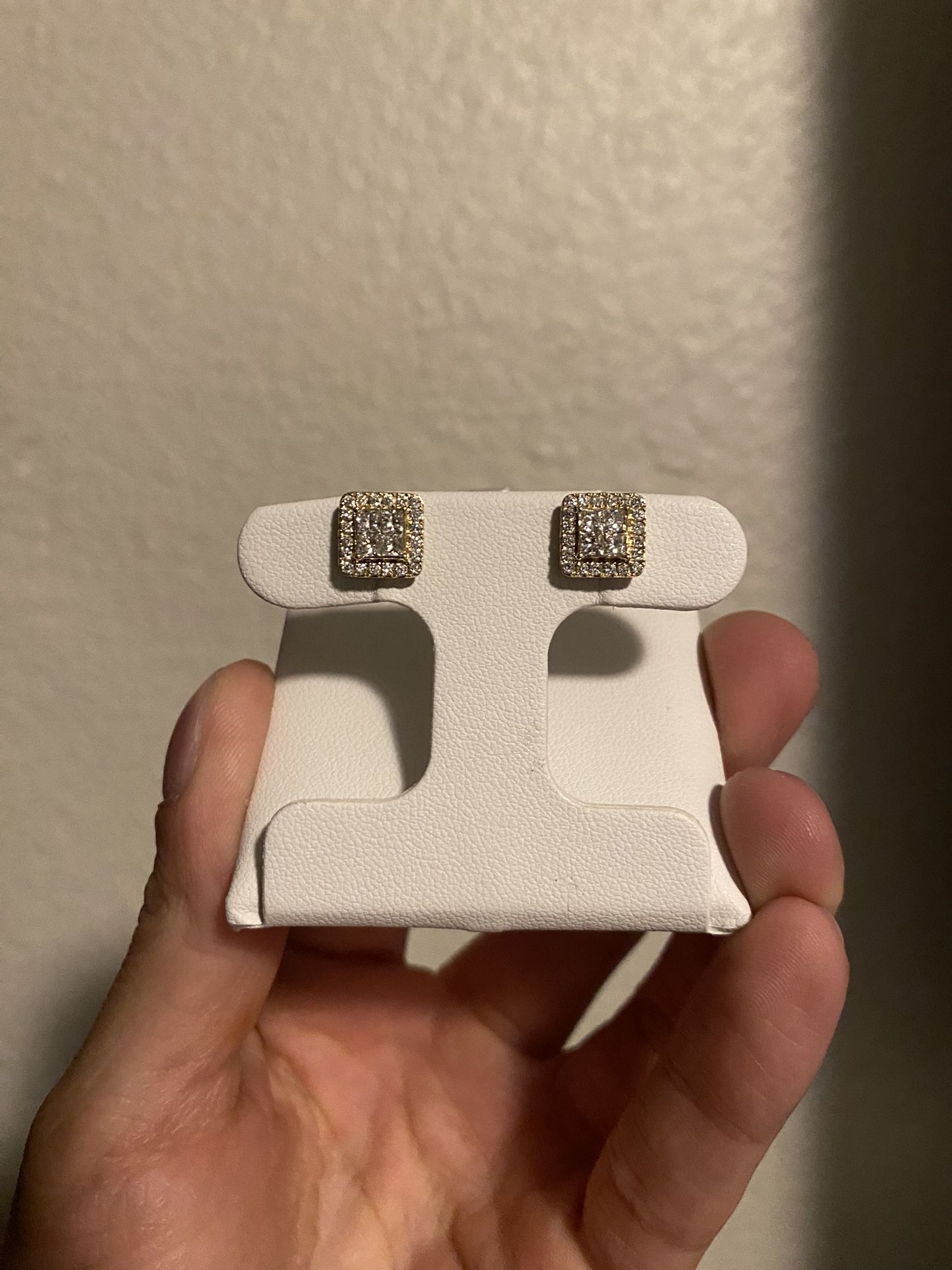 Square Stud Earrings 14K Yellow Gold