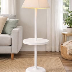 Modern Floor Lamp with Built-in Table – Space Saving // Lámpara de pie con mesa integrada – moderna