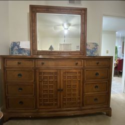 Brown (wooden) Dresser With Mirror