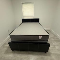NEW BED FRAME FULL SIZE WITH MATTRESS AND BOX SPRING