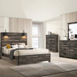 BRAND NEW!4-PIECE QUEEN BEDROOM SET  Don’t miss it!!! Bedfrmae,Dresser. Mirror. Nightstand . Mattress not included. 🔑 
