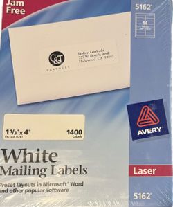 Mailing Labels, Avery 5162, Laser, 1-1/3-Inch x 4-Inch, White, 1,400 Labels/Box