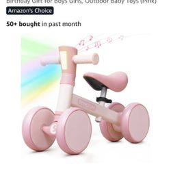 Babv Balance Bike with Music and Light for 1- 2 Year Old Toddlers, 1st Birthday Gift, One Year Old Birthday Gift for Boys Girls, Outdoor Baby Toys (Pi