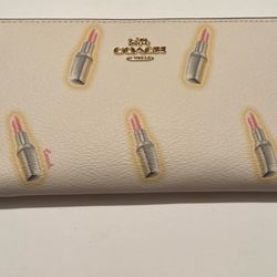 Coach Lipstick Chicks accordion wallet cream gold brand new with tags