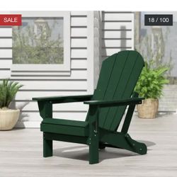 POLYTRENDS Laguna Folding Poly Eco-Friendly All Weather Outdoor Adirondack Chair - Dark Green