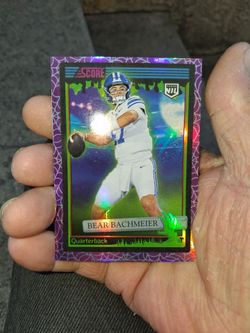 2026 Panini Score-A-Treat Bear Bachmeier #127 Pre Rookie BYU Quarterback Holo Rainbow SpiderWeb Parallel. Near Mint /Mint Condition.