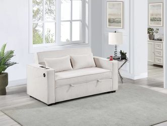 Sleeper Sofa W/ Cup Holders & USB Port - Beige Color