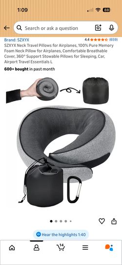 Travel Pillows for Airplanes, 100% Pure Memory Foam
