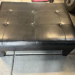 Leather Ottoman With Pullout Drawer 