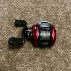 Red left handed bionic baitcaster 