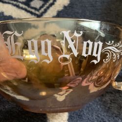 Beautiful Carnival Glass Eggnog Set