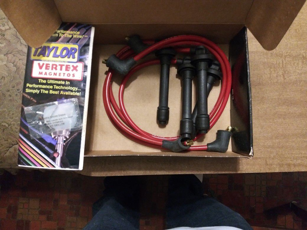NEW! Taylor Vertex Cable 77207 Spiro-Pro 8mm Red Spark Plug Wire Set For '92-'02 4-cylinder Honda, Acura, Isuzu