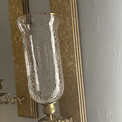 Home Interiors Glass Crackle Votive Cup with Gold Rim
