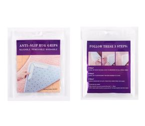 3 Packs of Anti-Slip Rug Grips, Reusable Removable Washable Double-Sided Carpet Tape, Black