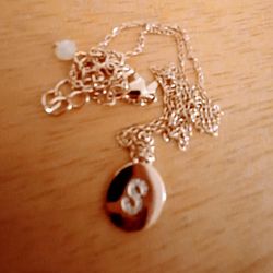 Brand New Ladies Necklace Pave Initial "S" Disc