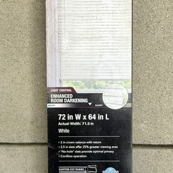 New - HOME DECORATORS 2.5 in Faux Wood Blinds - 72 in W x 64 in L