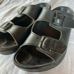 Ladies, black leather, Birkenstock sandals size L8
