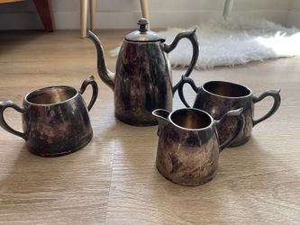 1900s Victorian Silverplated WR William Rogers Silver 4pc Tea Set