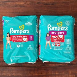 Pampers Cruisers 360 Degrees Up To 100% Leakproof Stay-put Fit Disposable Diapers: Size 5; 19 Count Each (2 For $16)