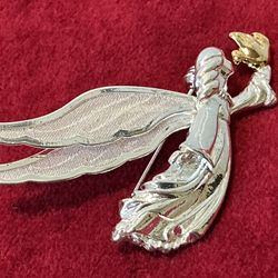 Christmas Pin/Brooch. Angel w/Dove. By Anne Klein. Vintage
