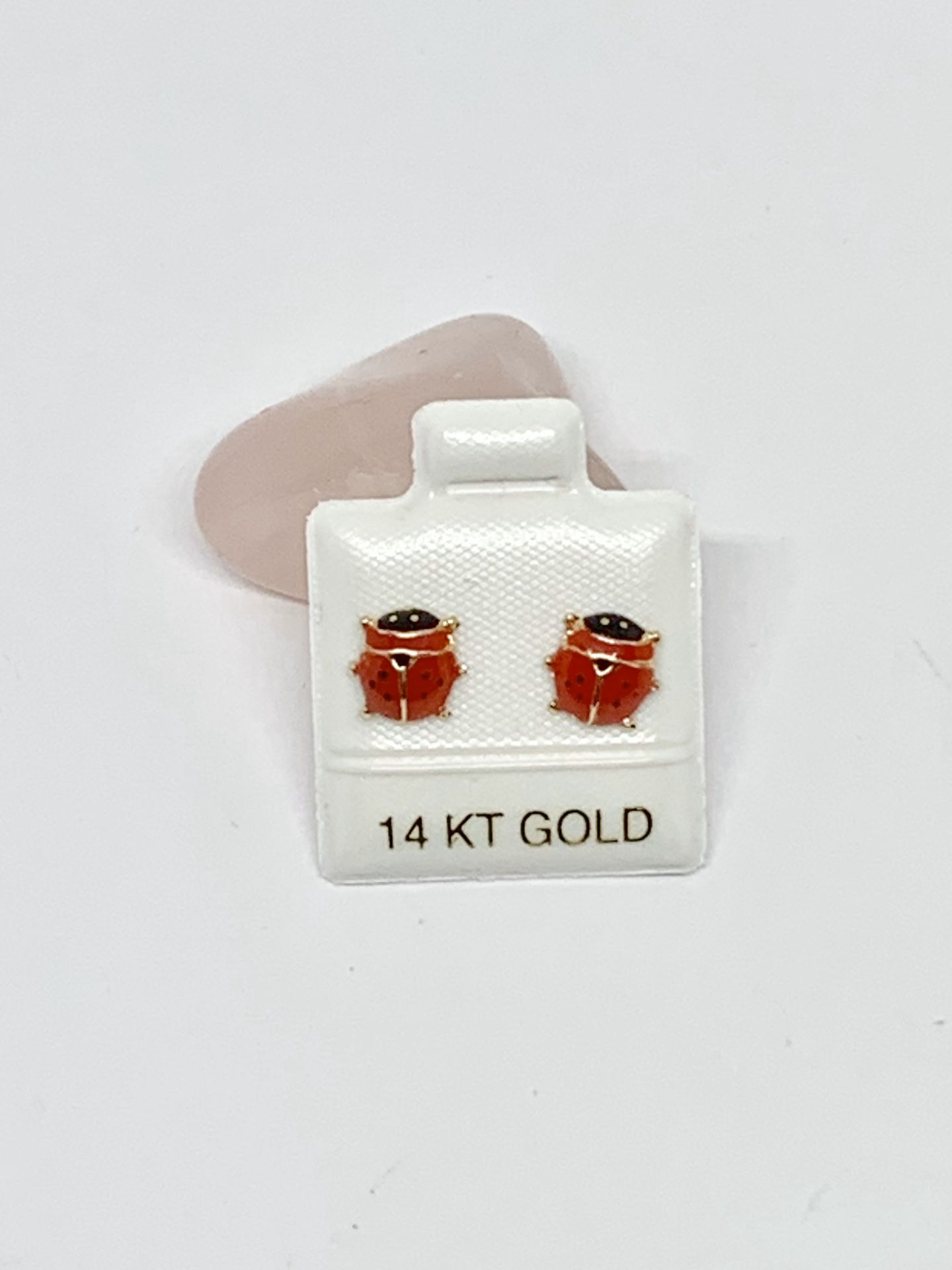 Real 14k Gold Ladybug Earrings Studs Screw back Aretes de Mariquita Lucky charm