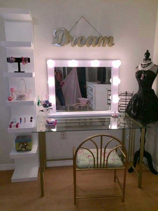 White makeup vanity mirror