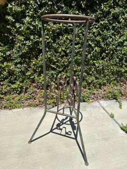 Vintage Heavy Wrought Iron Plant Stand - Made in Arizona