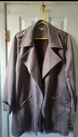 Fashion Nova Suede Moto Trench Coat