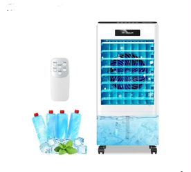 New Portable Air Conditioners, 3-in-1 AC Cooling Fan 3 modes 3-Speed with Remote Control & 4 Ice Boxes, Swamp Cooler, Evaporative Air Cooler with Larg