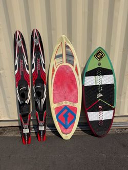 Water Sports Bundle – Water Skis + 2 Wakesurf/Skim Boards