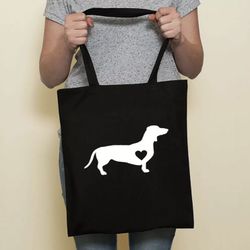 Hotdog Canvas Tote Bag - Black 