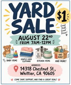 Yard sale August 22
