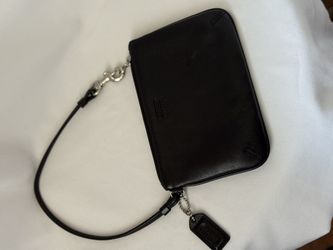COACH Wristlet Leather Handbag Black Leather
