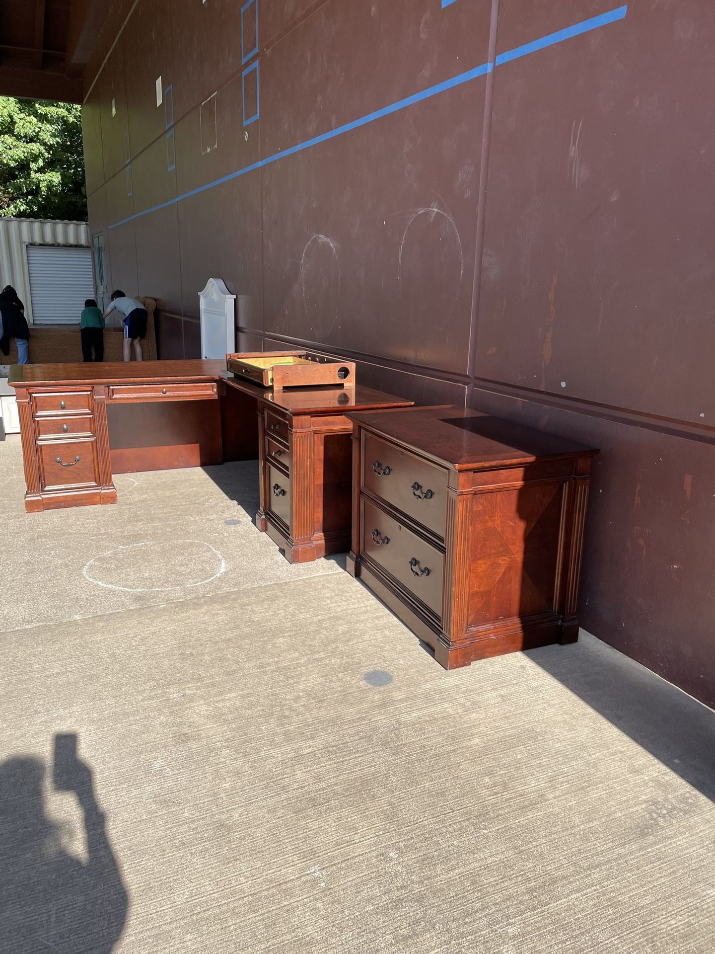 Wood Corner Desk File Cabinet & Bookcase