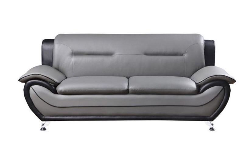 *Brand New* Lexicon Matteo Faux Leather Sofa in Gray And Black