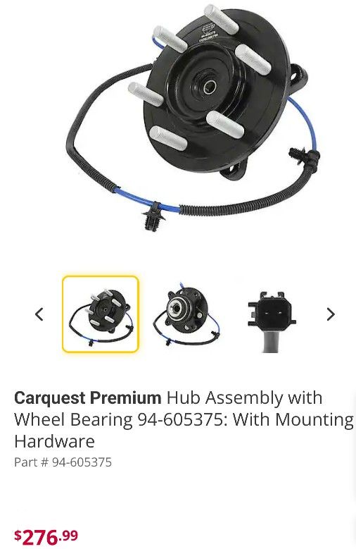 Carquest Premium Hub Assembly with Wheel Bearing 94-605375: With Mounting Hardware