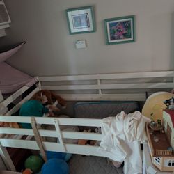 White Solid Wood Low Loft Twin Bed Frame