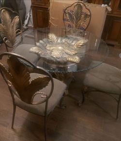 Ashley furniture  dining table w/ 4 wrought iron chairs