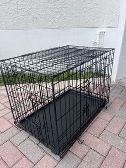 Black Folding Wire Dog Crate with Tray