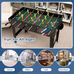 Full-Size Foosball Table with Red and Yellow Players