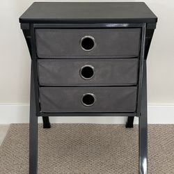 25” Black Storage End Table with 3 Fabric Drawers