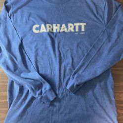 Men's Carhartt Loose Fit Size Large Long Sleeve T-Shirt Work Wear Blue
