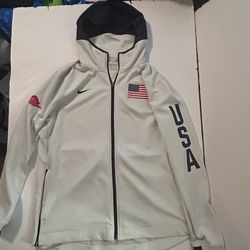 NIKE Team USA Olympic Basketball Therma Flex Showtime Hoodie Jacket 2XL White