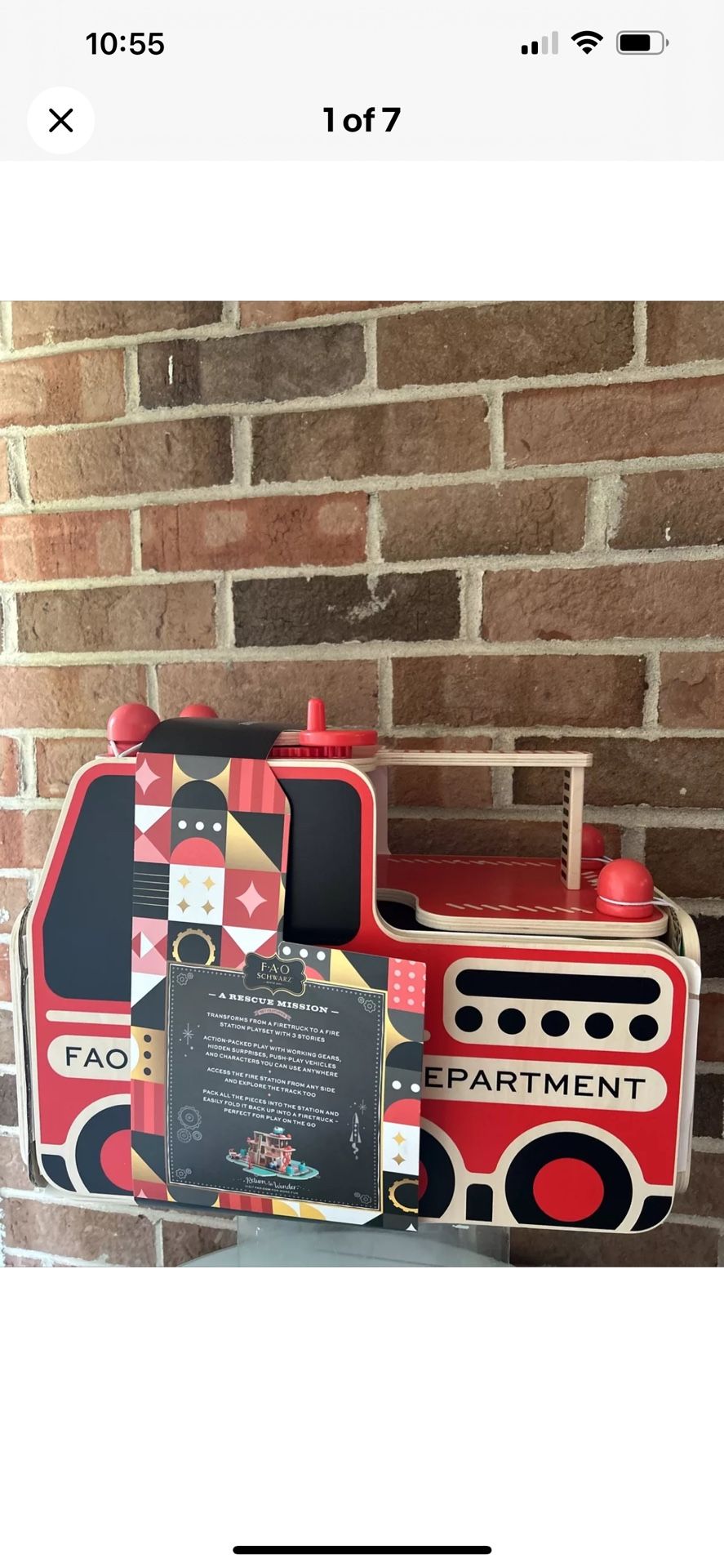 FAO Schwarz Rescue Responders Wooden Fire Station Playset - 21pcs