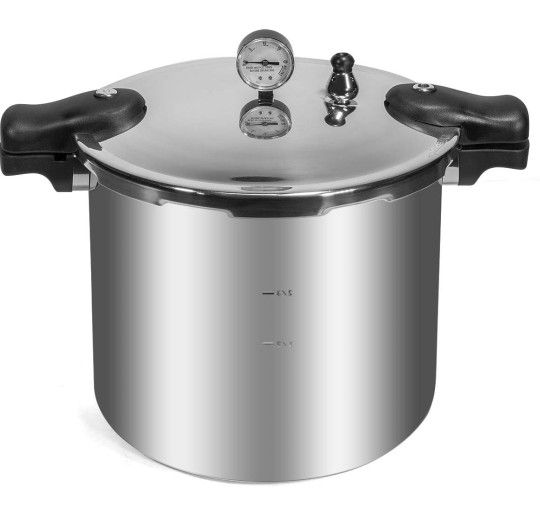 Pressure Canner 22-Quart Capacity Pressure Cooker Built-in Pressure Gauge with (1) Rack, Aluminum Polished