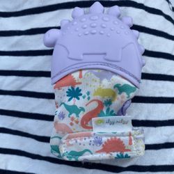 Itzy Ritzy Teething Silicone Teether Mitt Chew On This Purple Dinosaurs