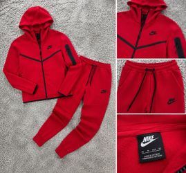 🔥 Nike Tech Fleece Red Hoodie & Jogger Set XS