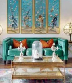 Emerald green Chesterfield sofa