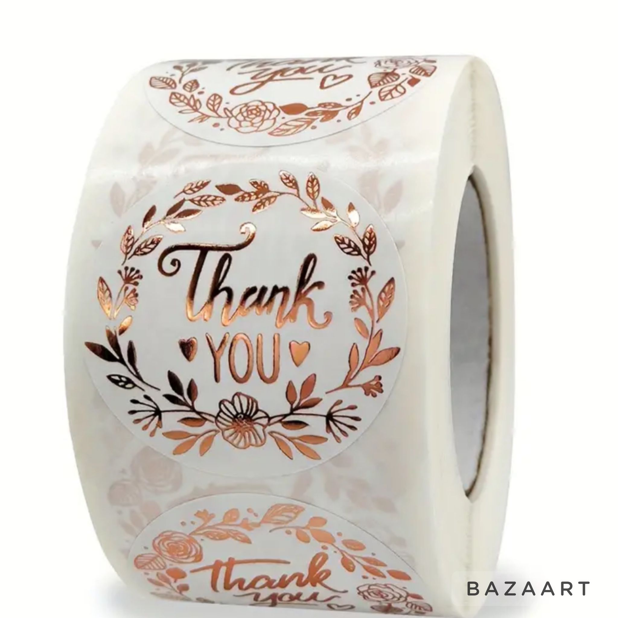500pcs/roll Thank You floral Rose Gold Self-adhesive Sticker Label 1.5”