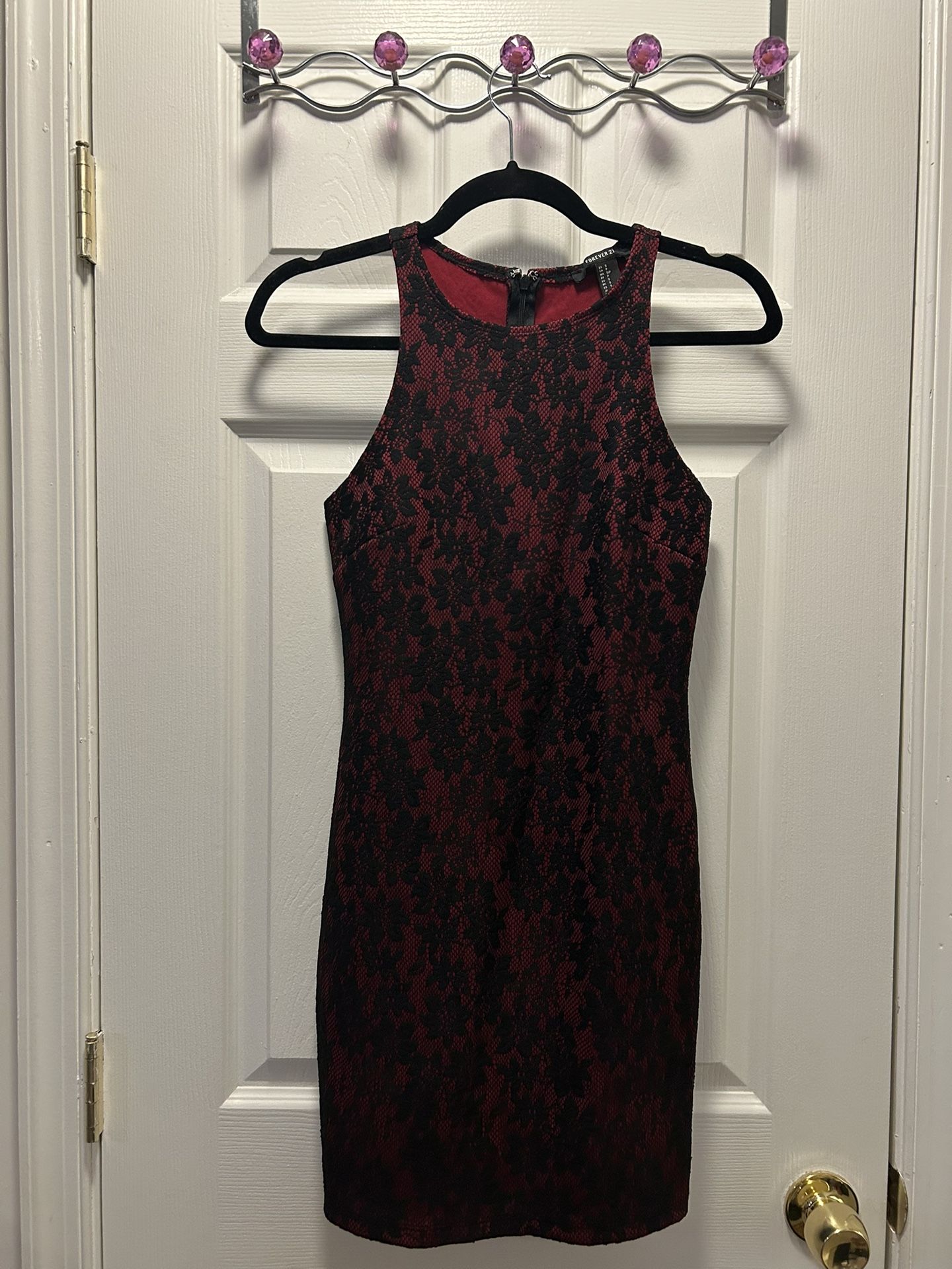 Red and Black Lace Dress